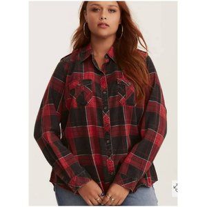 Used Torrid Plaid twill camp shirt Button up